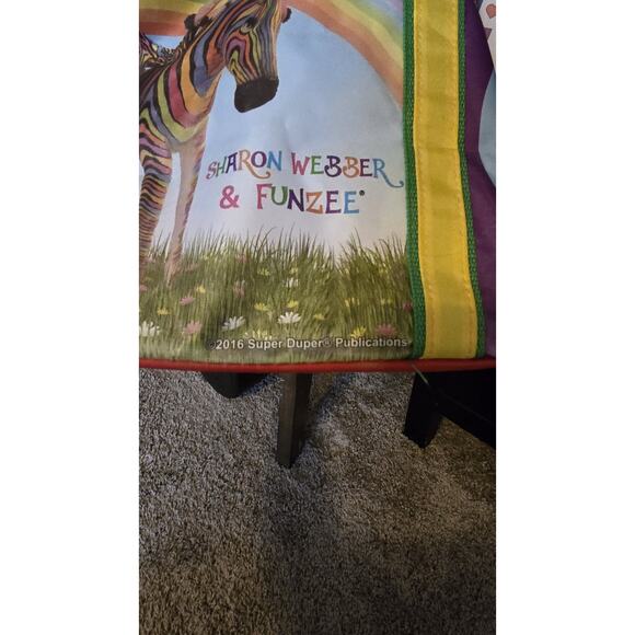 Rainbow zebra strip anytime artic SUPER DUPER zipper teachers tote school BAG - Picture 11 of 14